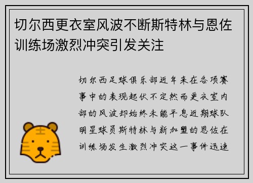 切尔西更衣室风波不断斯特林与恩佐训练场激烈冲突引发关注